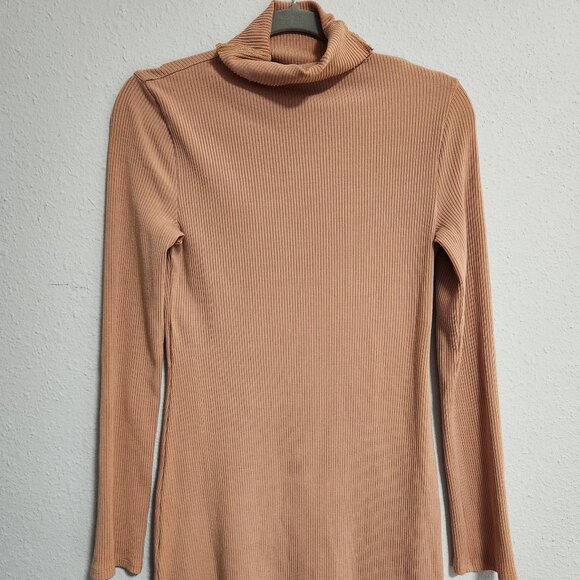 Reformation Anthropologie Women's Tencel Orange Turtleneck Ribbed Midi Dress Lar - Picture 1 of 8